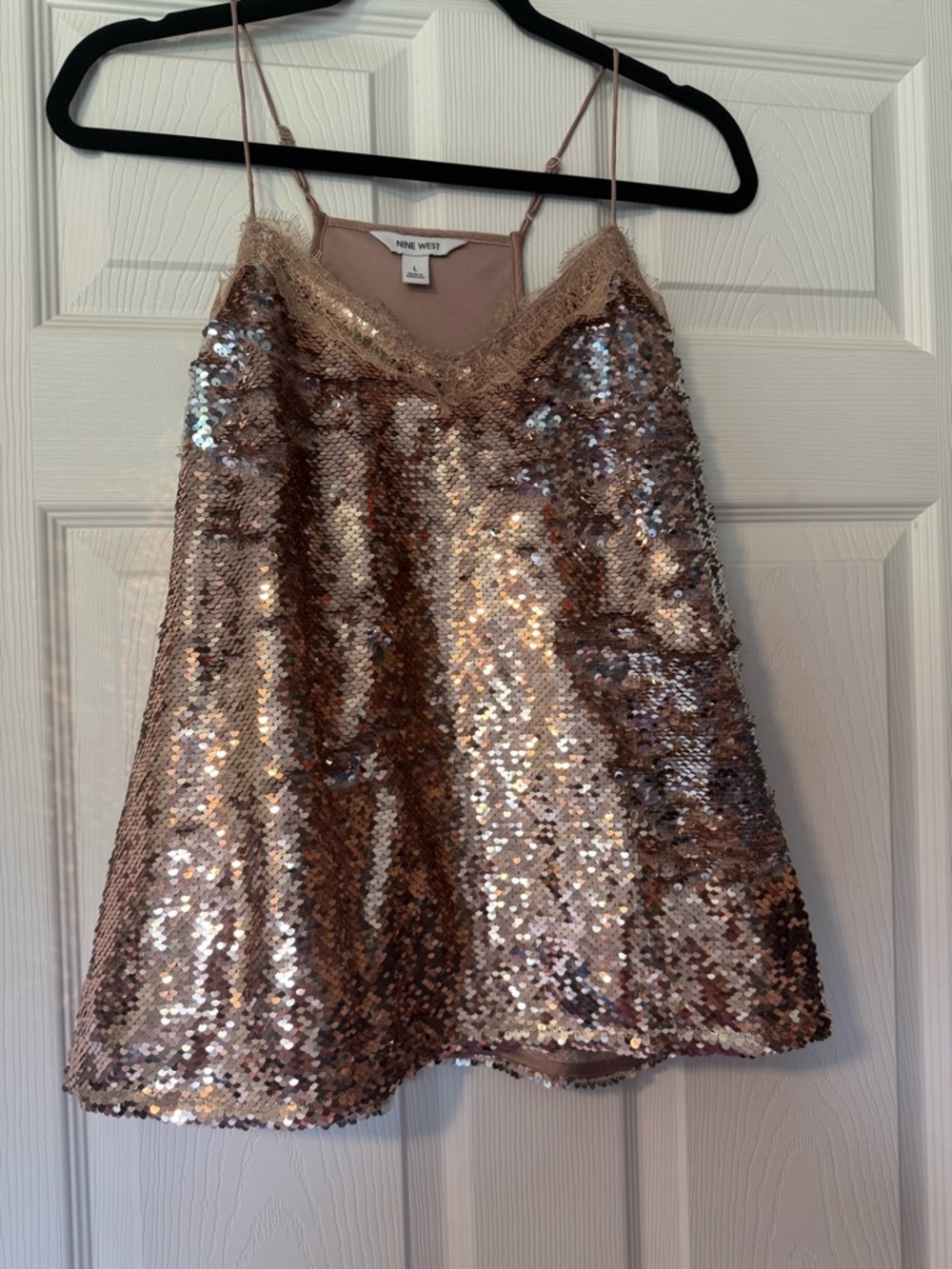 Nine West Rose Gold Sequin Slip Tank